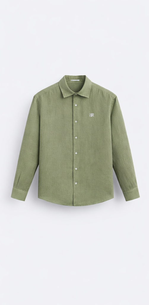OLIVE GREEN LINEN SHIRT FOR MEN AND WOMEN