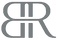 Logo with stylized letters 'BR' in gray on a white background